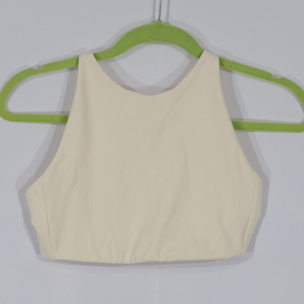 Girlfriend Collective Sports Bra Womens S Cream High Neck Athletic Gym Workout